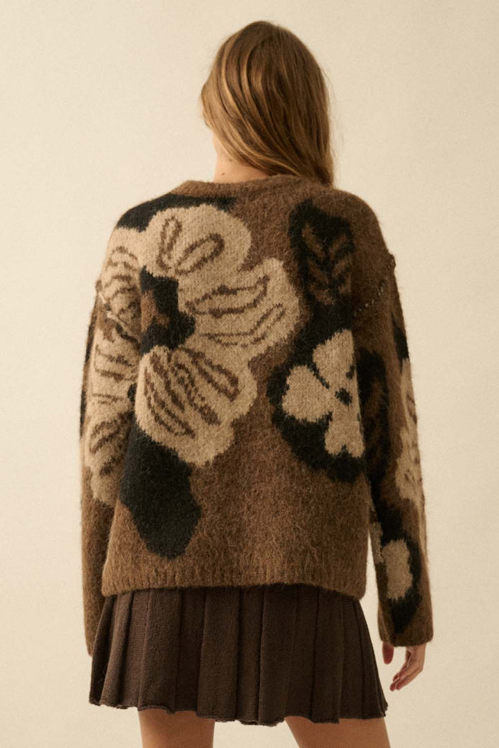 Fuzzy Floral Sweater