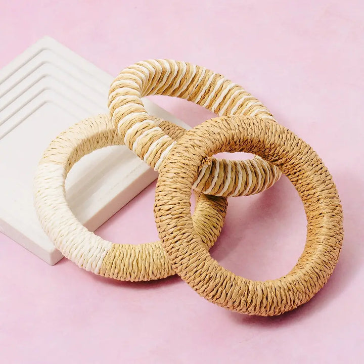 Mixed Straw Weave Bracelet Set