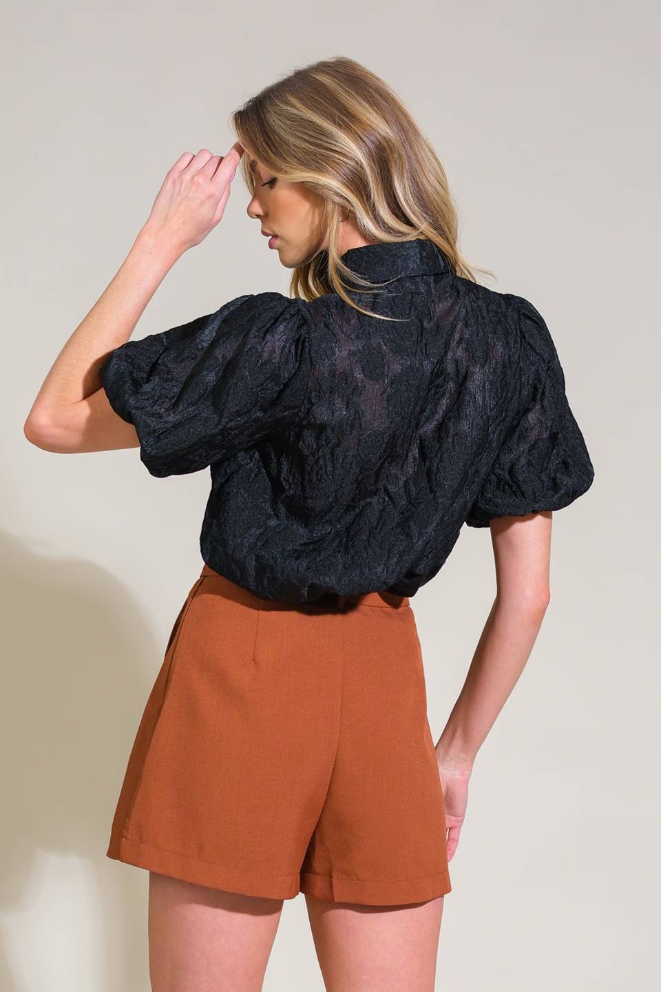 Noir Line Woven Top
