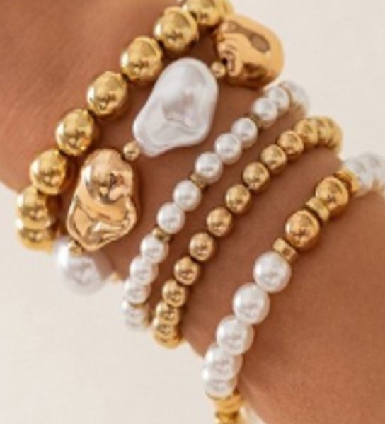 Multi Pearl Chain Stretchable Bracelet