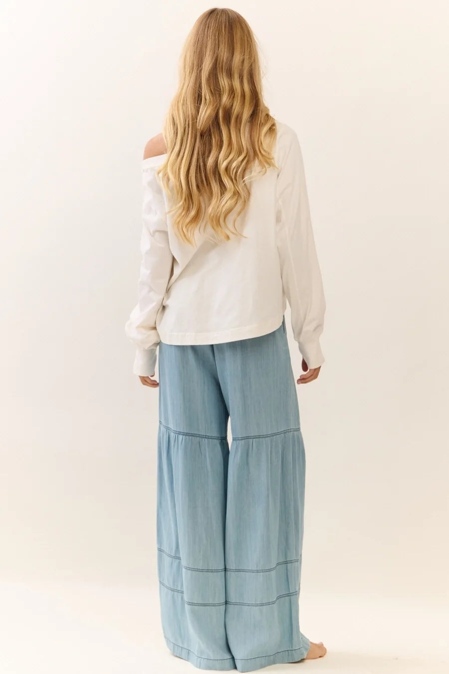 Sia Denim Tiered Wide Leg Pants