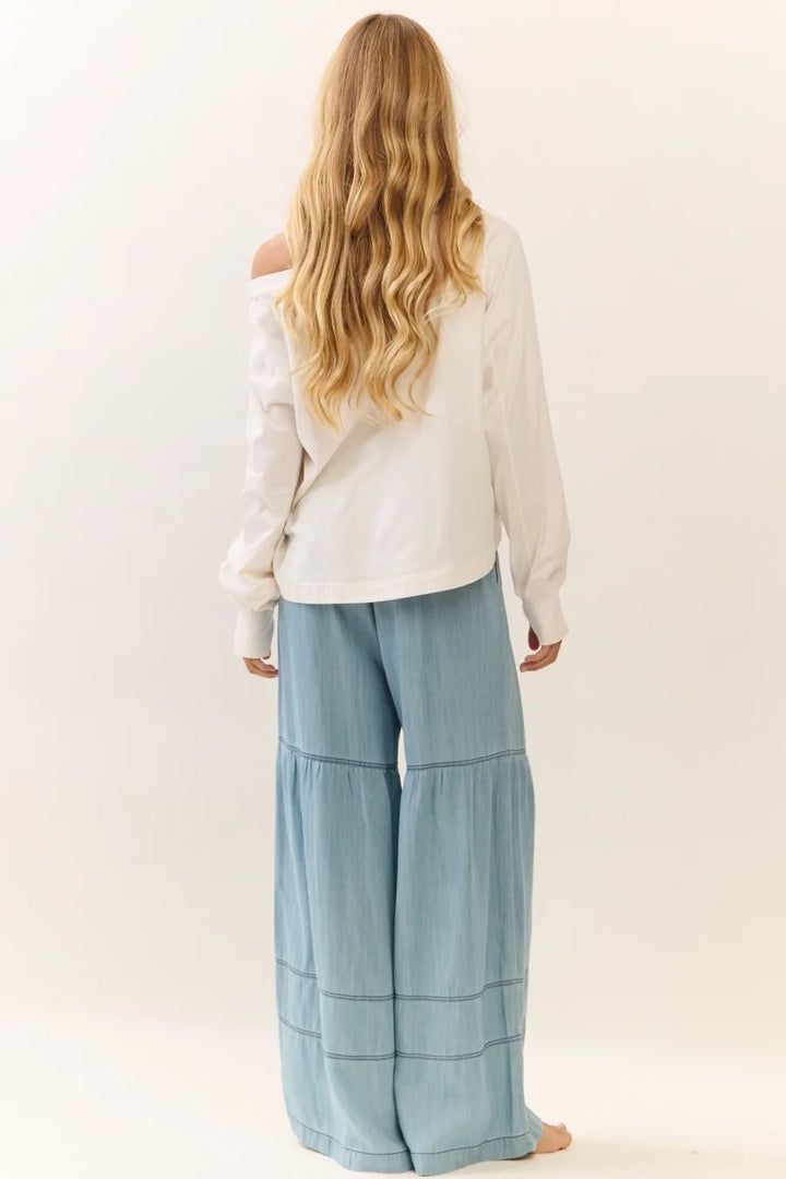 Sia Denim Tiered Wide Leg Pants