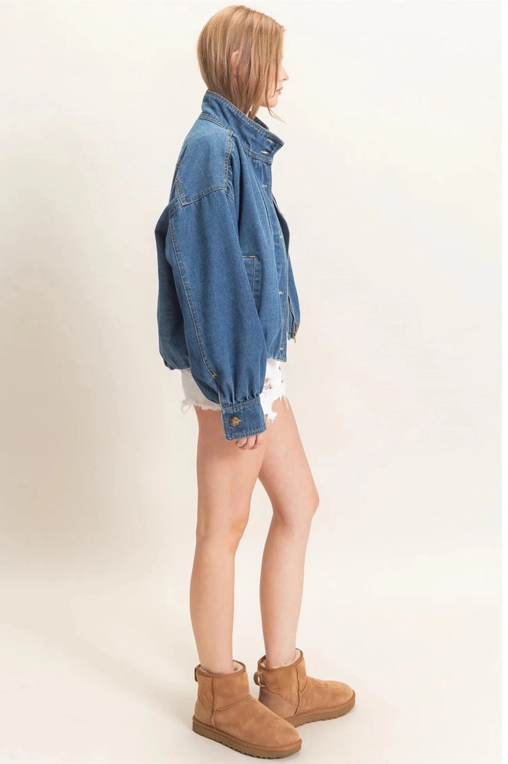 Aria  Denim Bomber Jacket