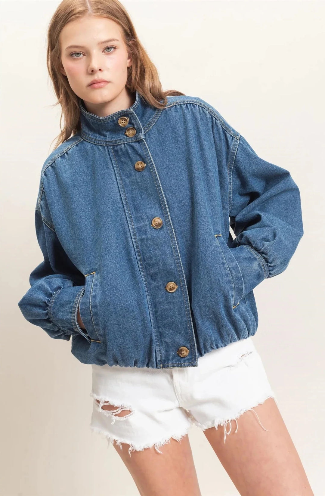 Aria  Denim Bomber Jacket