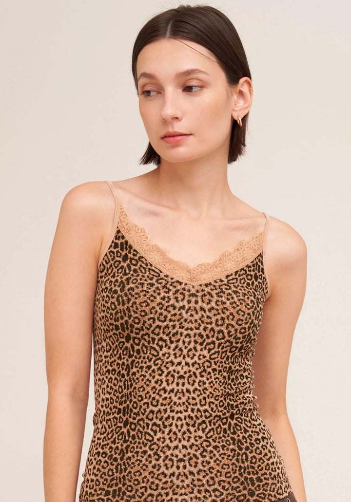 Leopard Lace Trim Cami