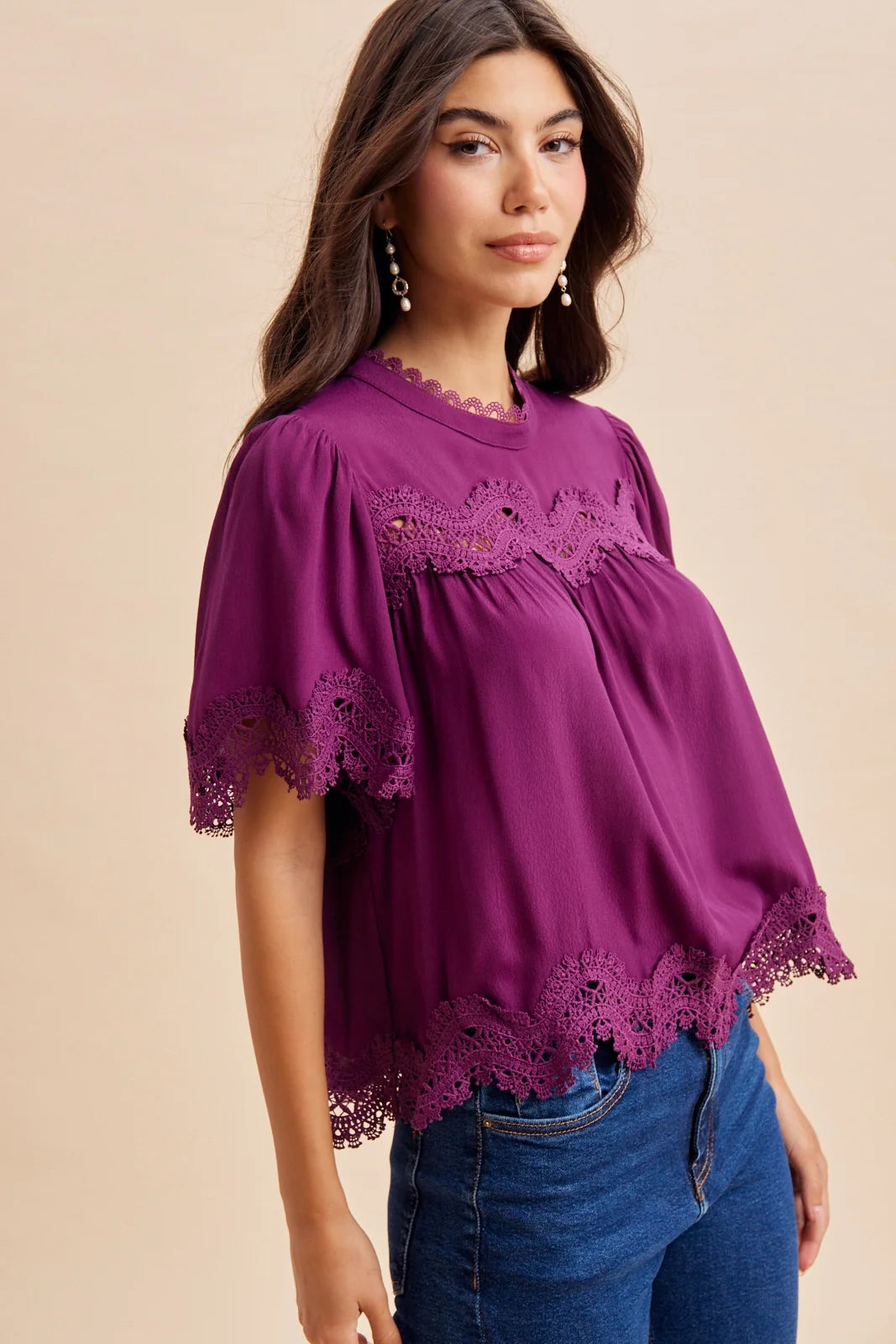 Hallie Lace Trim Top