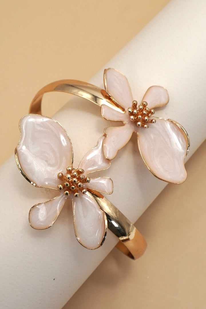 Open Cut Floral Epoxy Adjustable Cuff