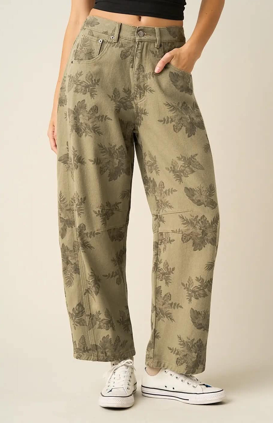 Mindy Floral Barrel Pants