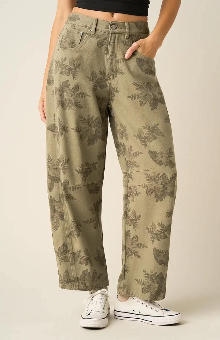 Mindy Floral Barrel Pants