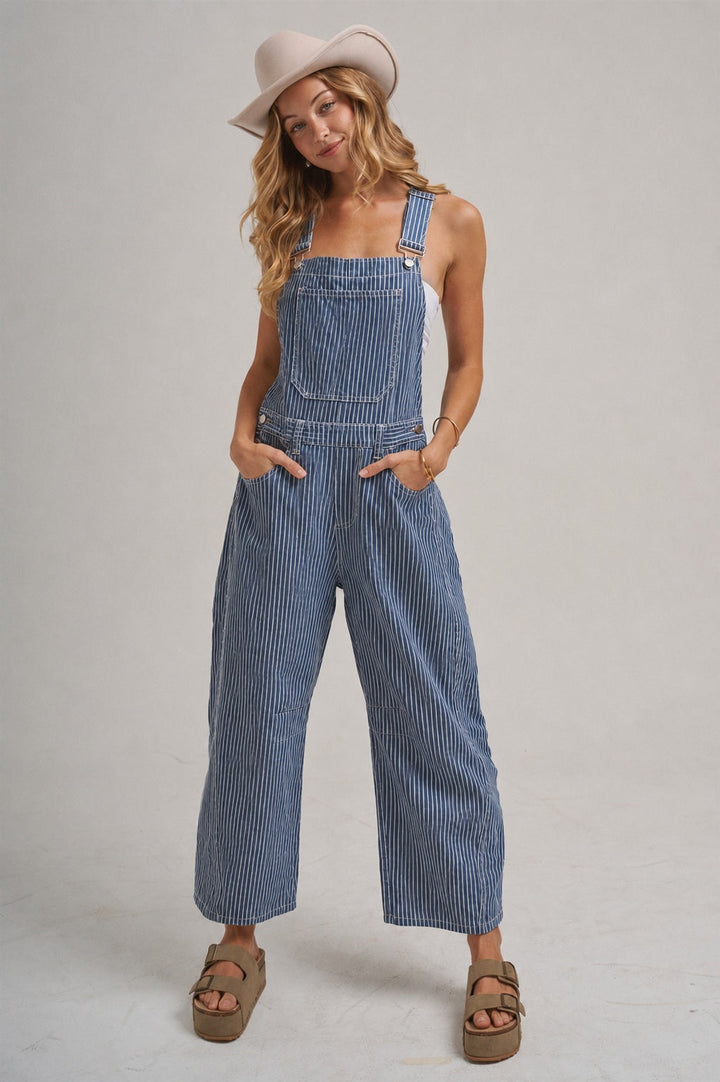 Amanda Stripe Denim Overalls