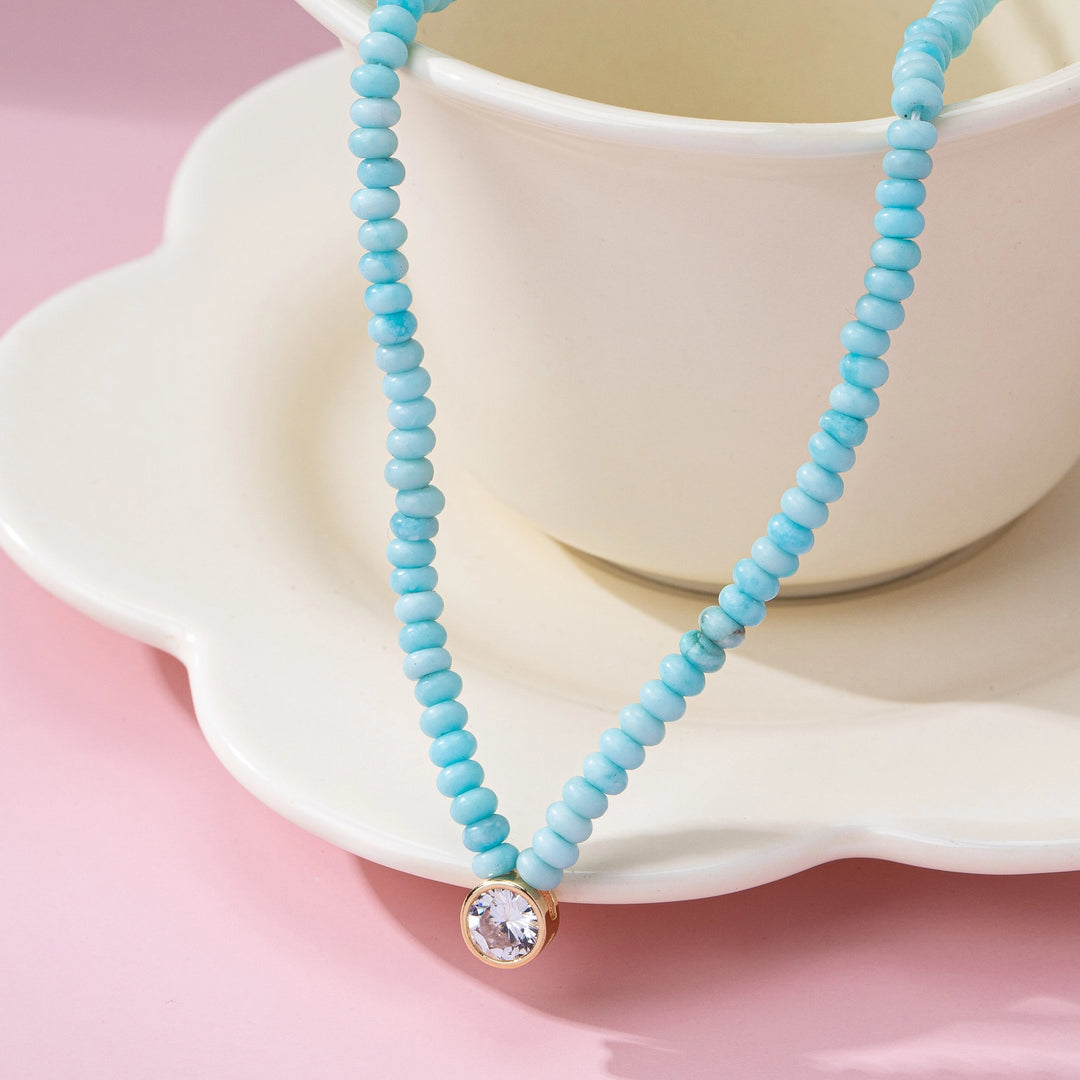 Semi Precious Stone Beaded Charm Necklace
