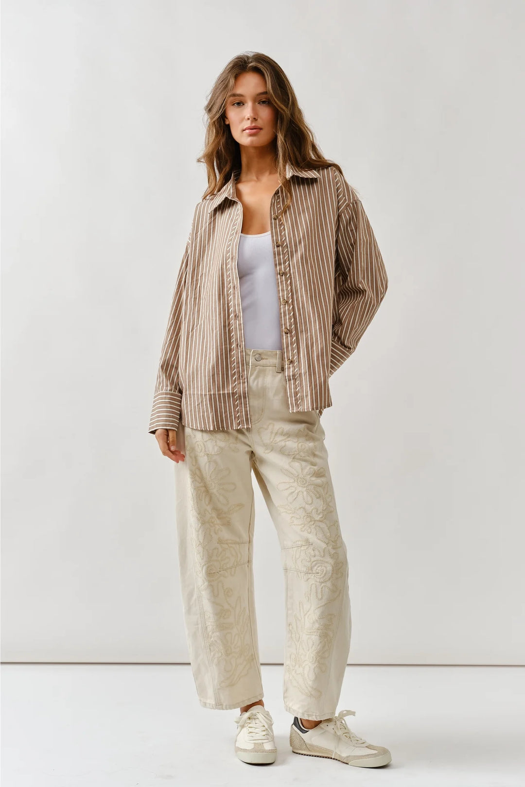 Dani Embroidered Barrel Jeans