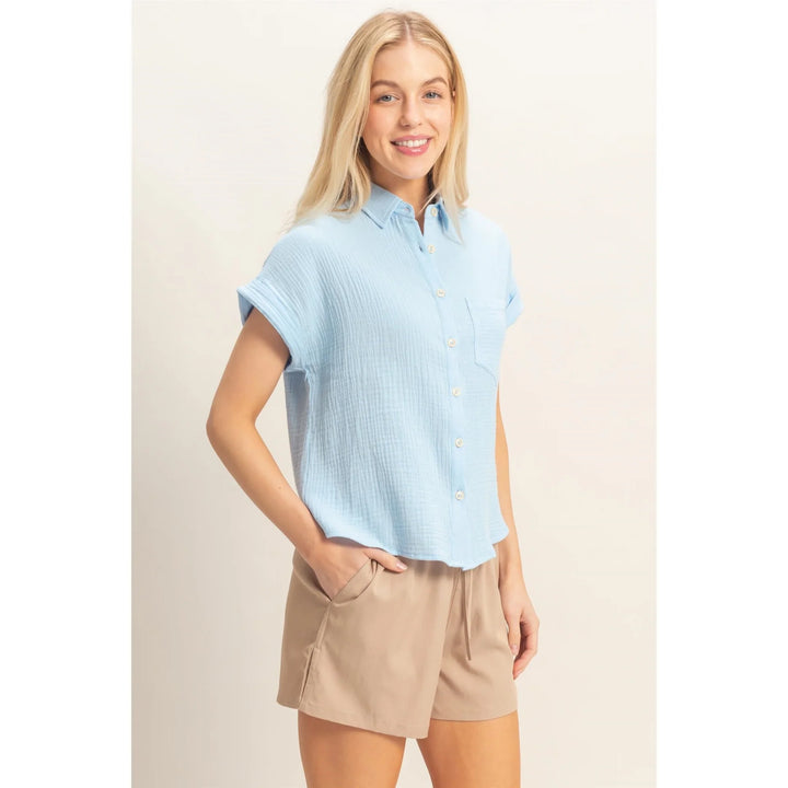 Sky Button Up