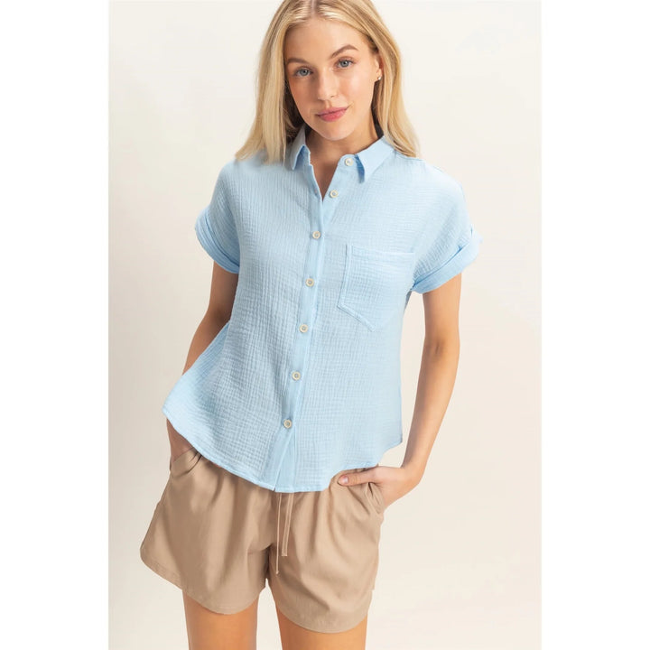 Sky Button Up