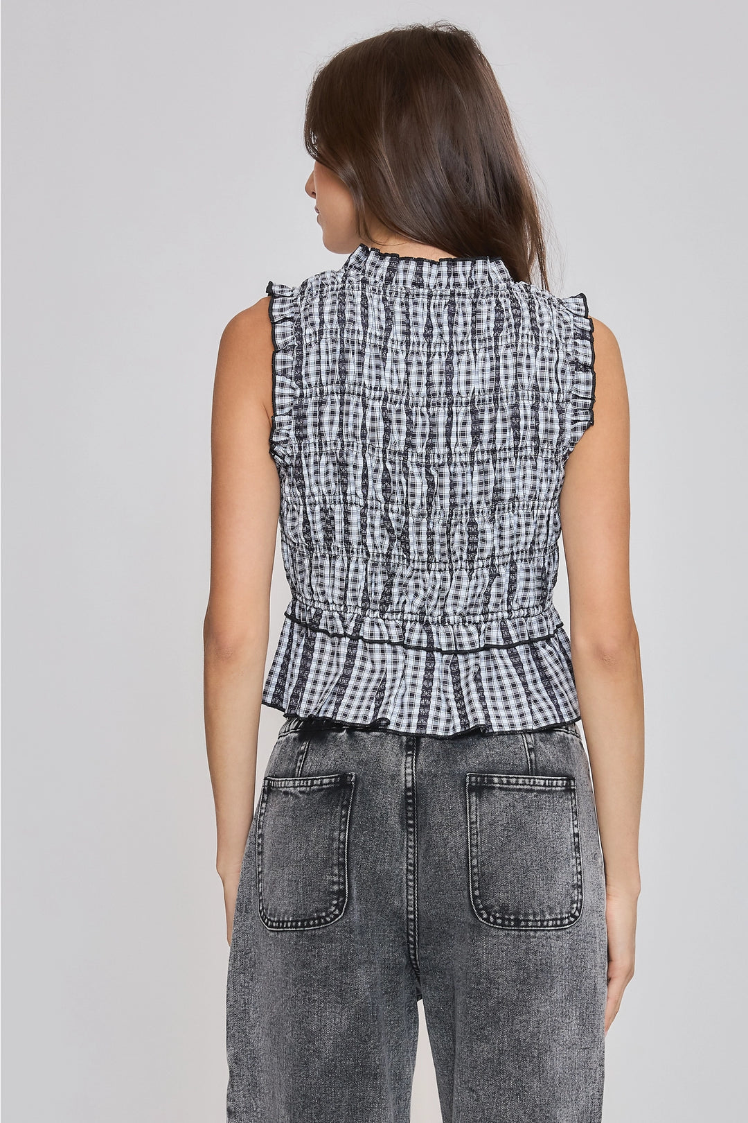 Eva Gingham Ruffle Blouse