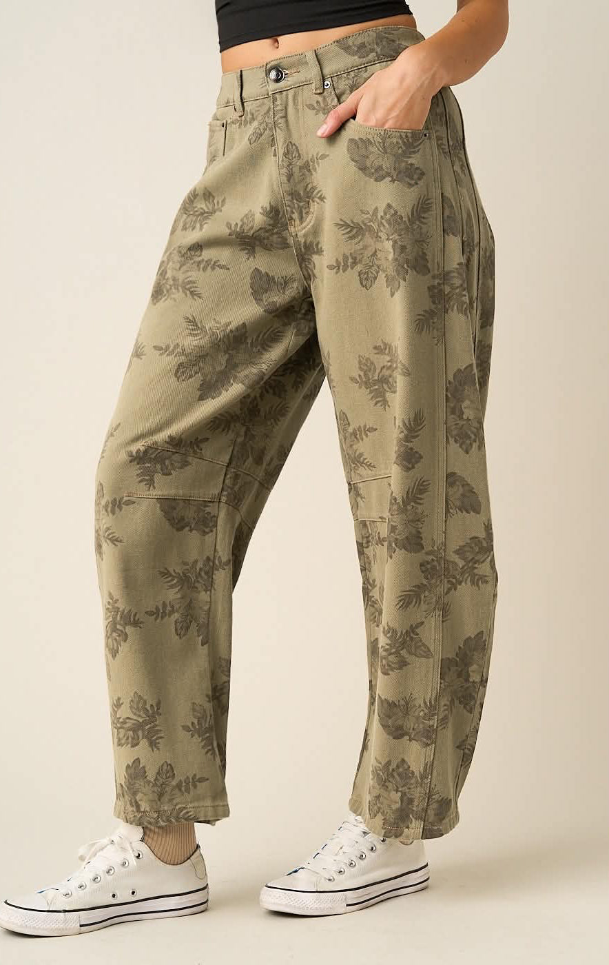 Mindy Floral Barrel Pants