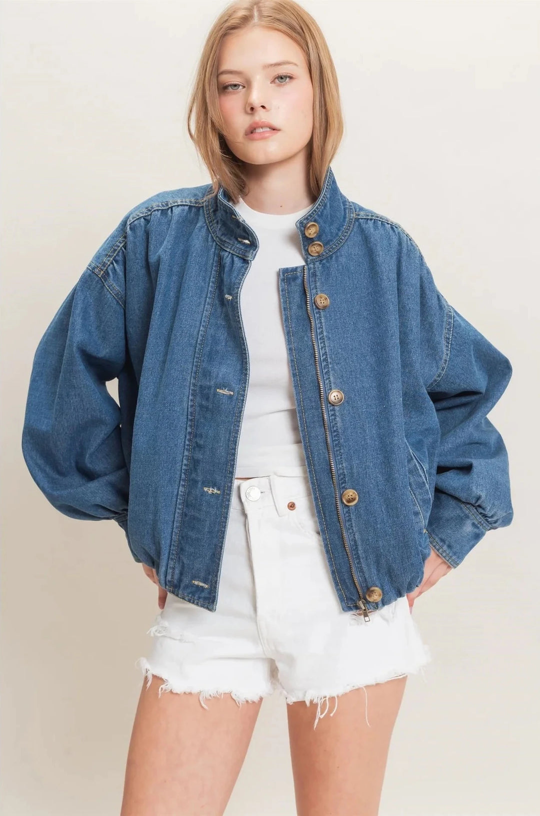 Aria  Denim Bomber Jacket