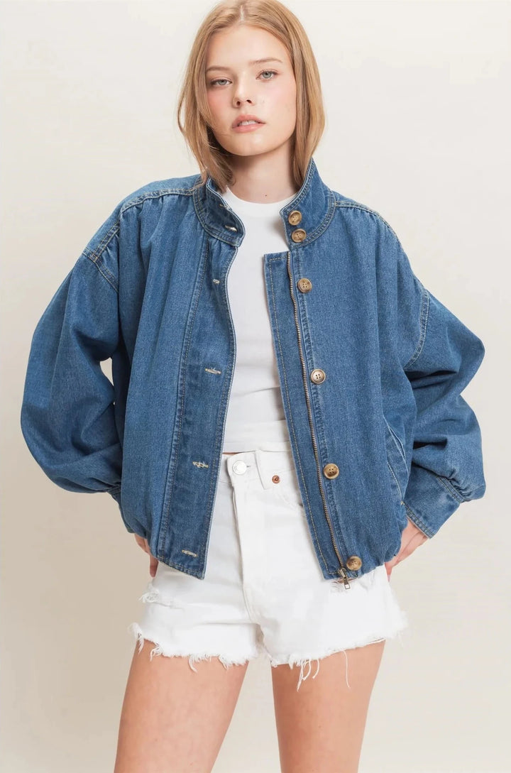Aria  Denim Bomber Jacket