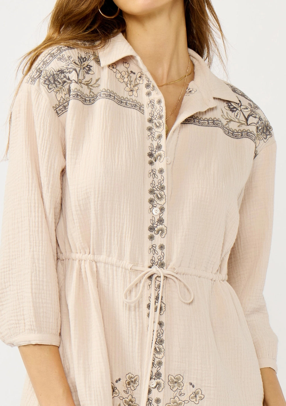 Lowell Embroidered Shirt Dress