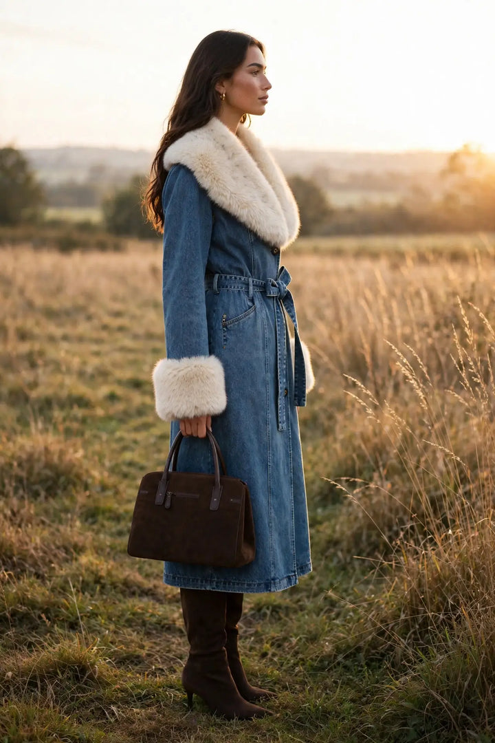 Aspen Denim Fur Coat
