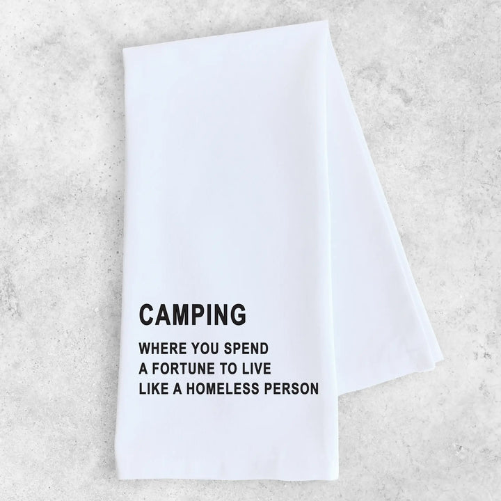 Tea Towel - Spend A Fortune Camping