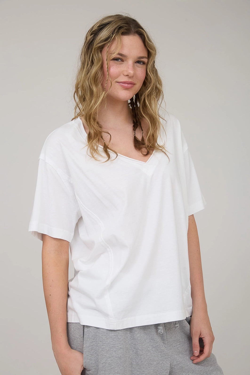 Raw Edge V-Neck Tee