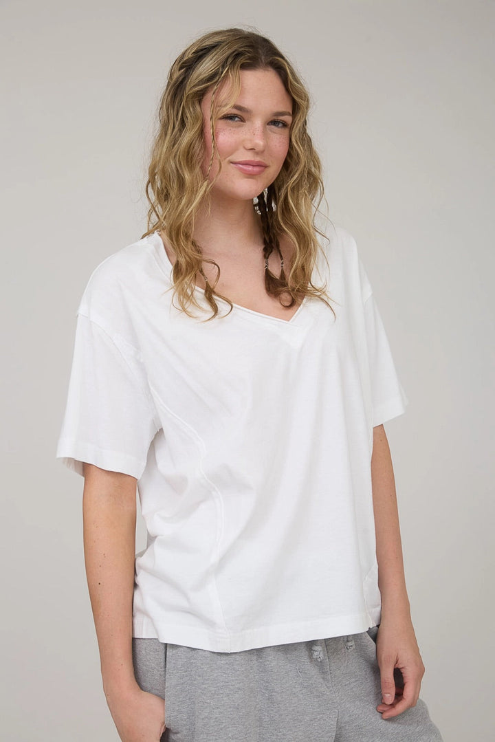 Raw Edge V-Neck Tee